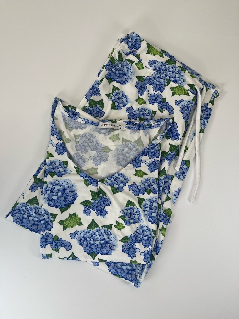 Amanda Blu Blue Hydrangea Floral Sleep Set Sz L